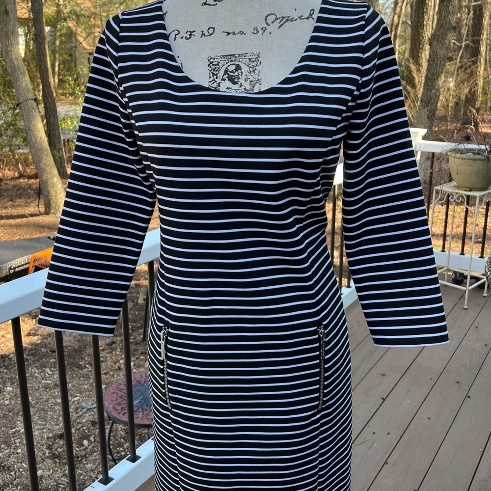 Michael Kors Dress, Striped w/ Zipper Accents.